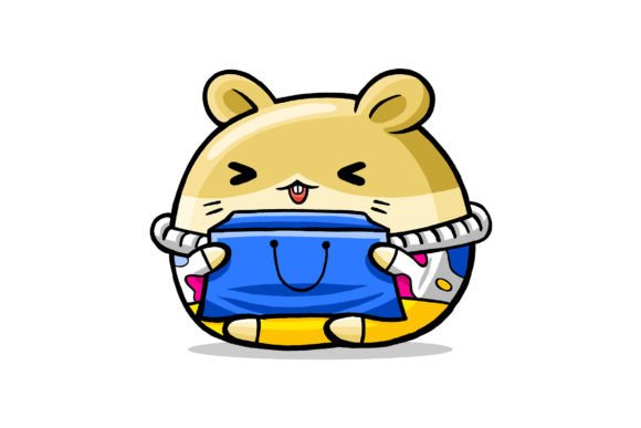 Cute Hamster Shopper Cartoon Vector
