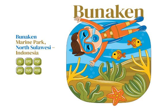 Explore Bunaken Marine Park Vector Illustration