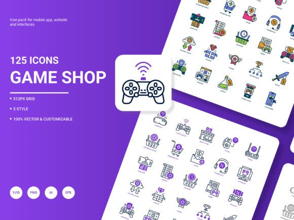 Game Shop Icon Pack: 125 Stylish Icons