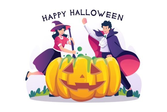 Magical Halloween Party Illustration